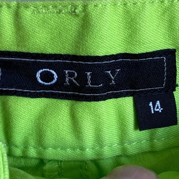 Orly Women's‎ Neon Lime Denim Ankle Crop High Rise Pants Size 14 - Picture 2 of 13
